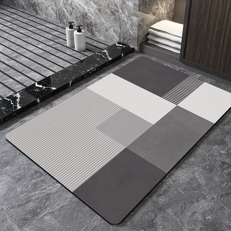 Bamboo Bath Mat - Nordycka Geometryczna Mata Łazienkowa z Diatomitu